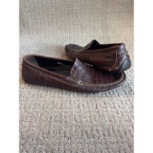 David Spencer The Cortes 167-07 Brown Croco Leather Driving Loafer Men's Size 11